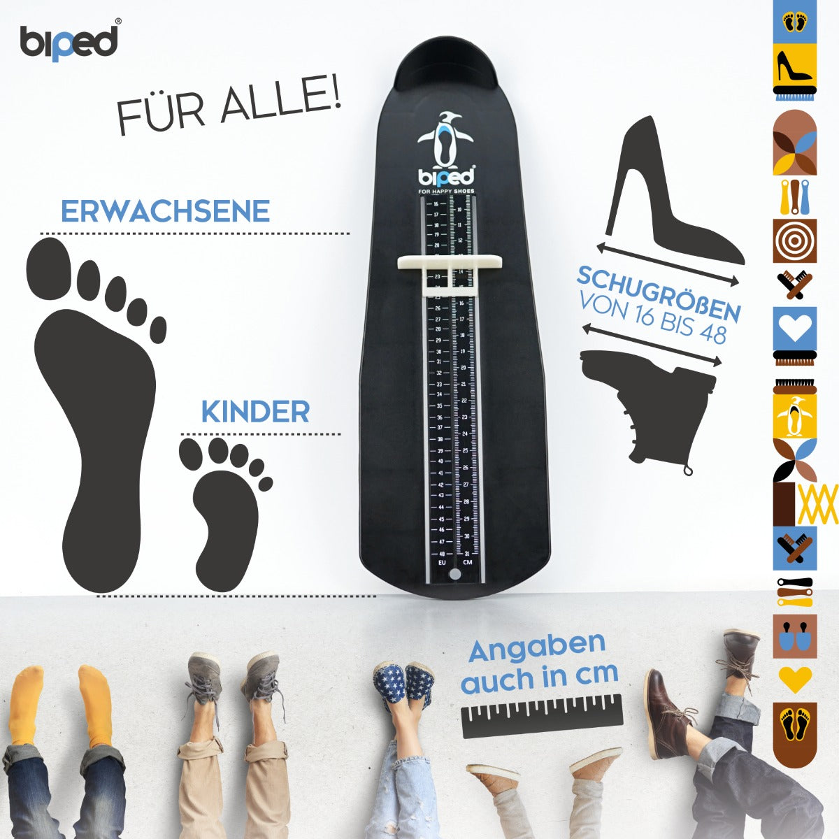 biped Fußmessgerät zum Ermitteln von EU-Schuhgrößen inkl. cm Skala z2933