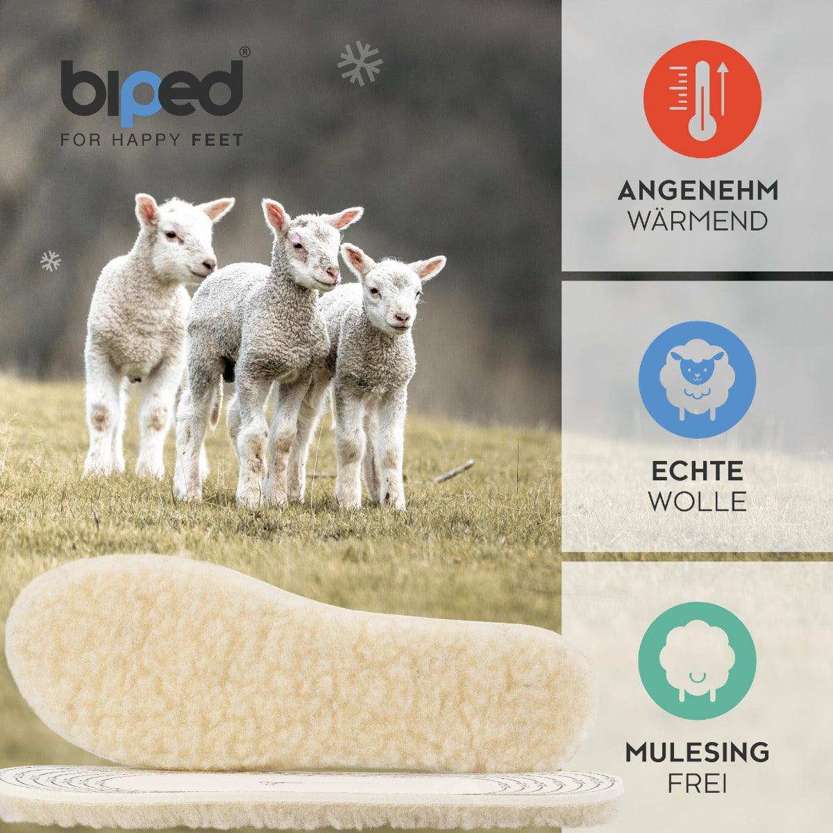 biped 2 Paar Kinder Lammwollsohlen zum Zuschneiden z2738