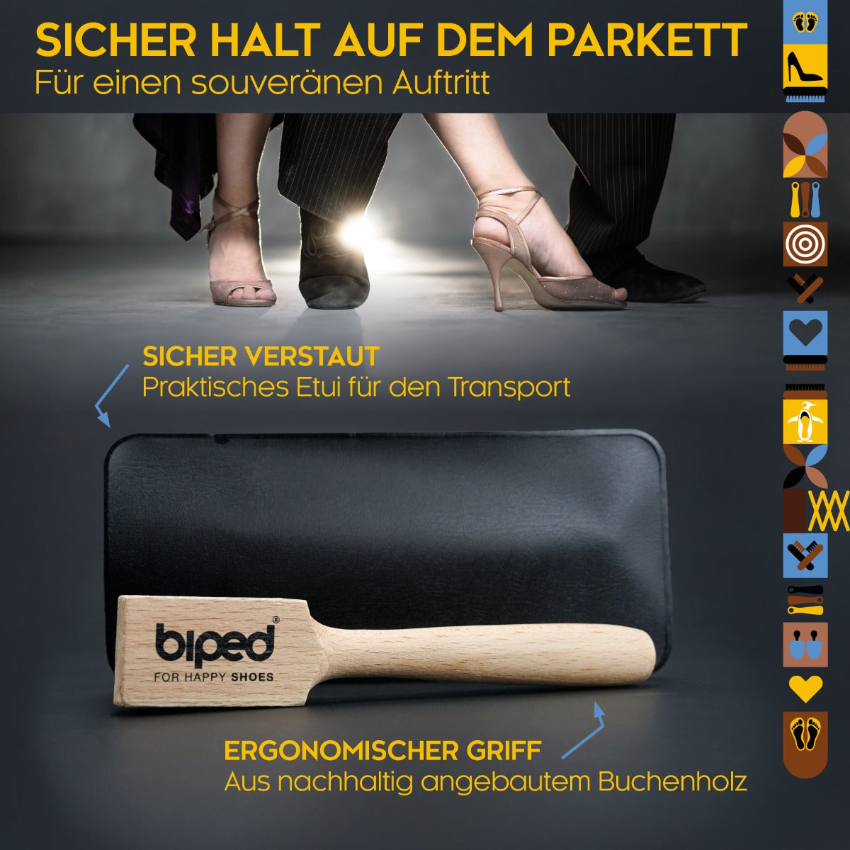 biped Tanzschuhbürste aus Holz - Aufraubürste mit Etui z2449