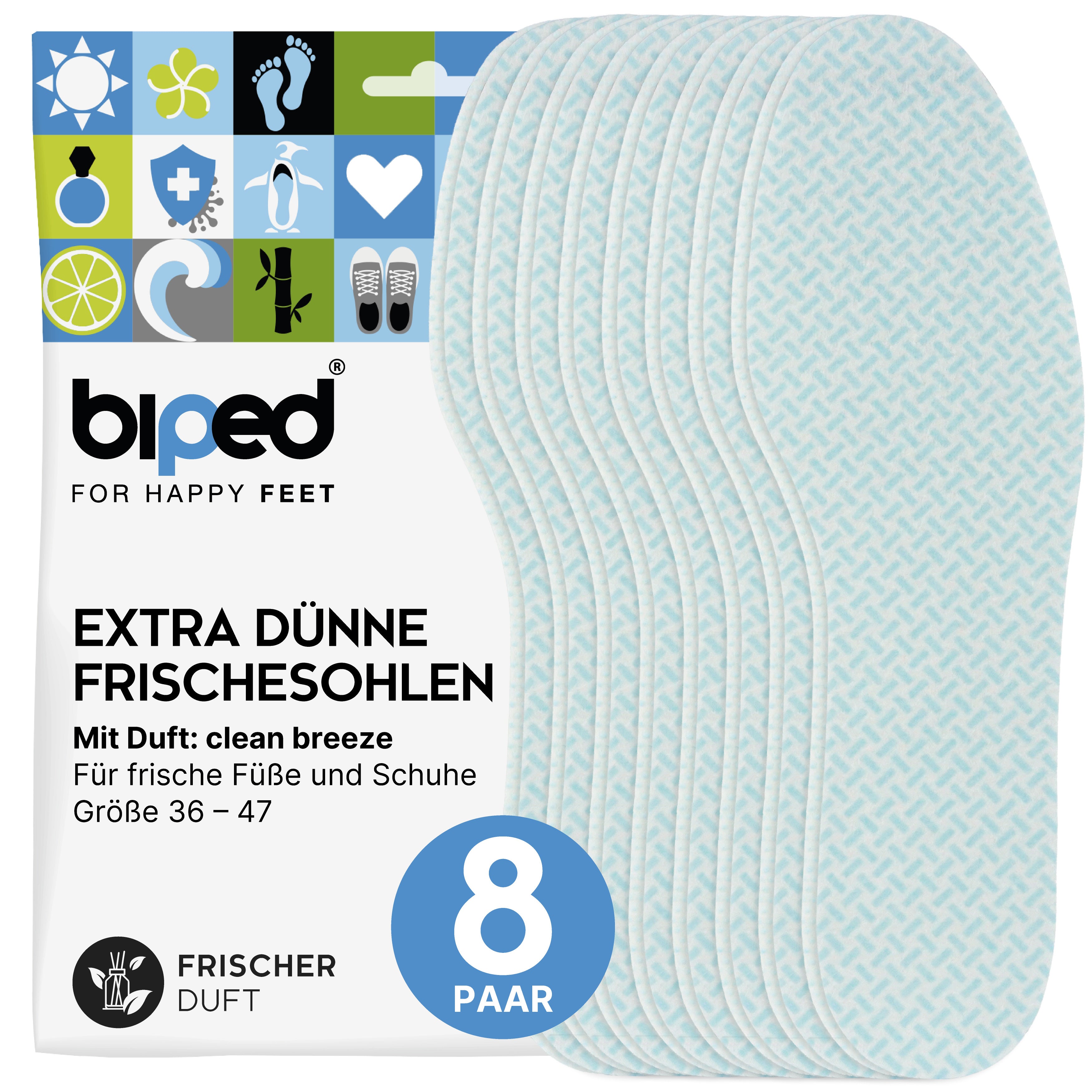 biped FRESH! 8 Paar Frischesohlen clean breeze