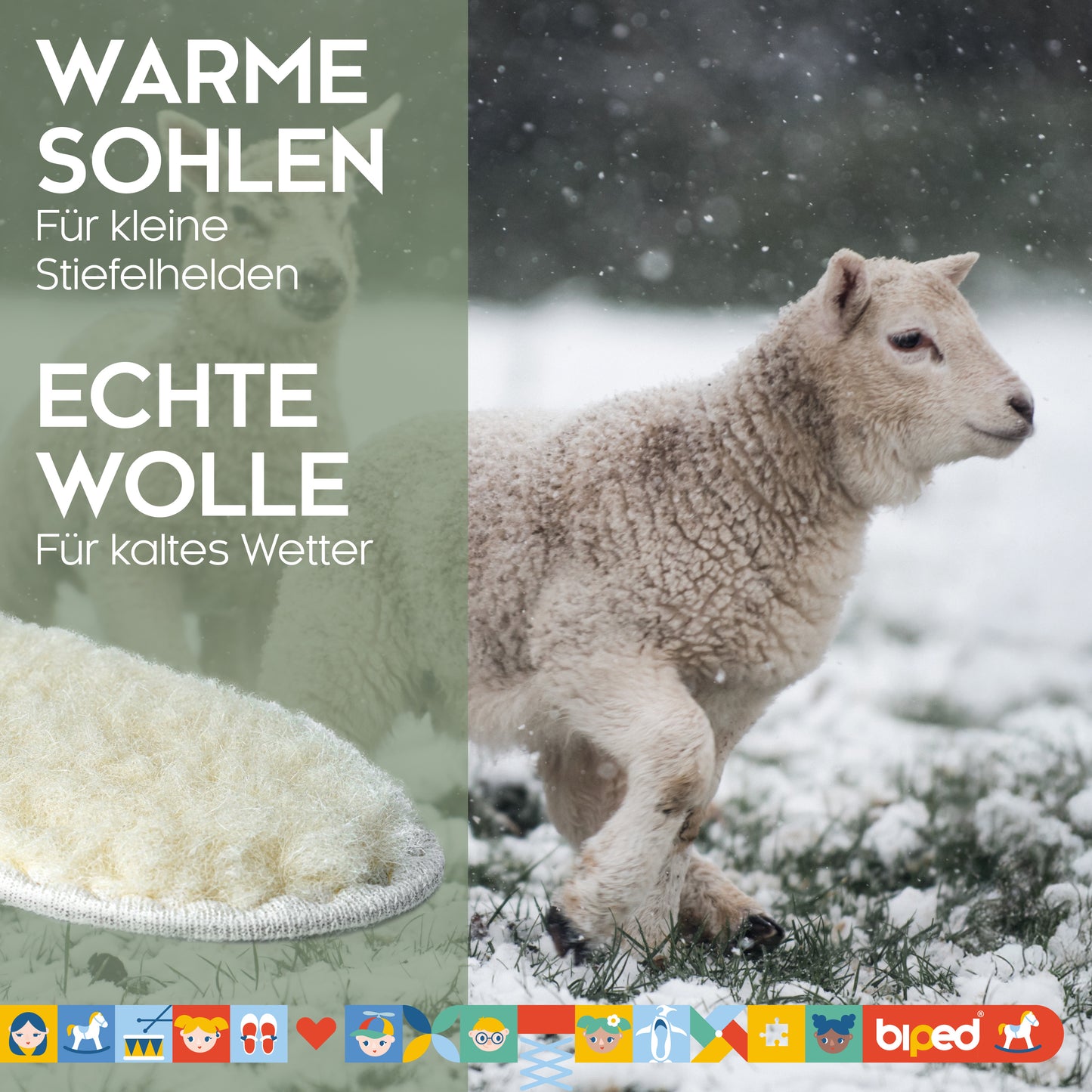 biped 2 Paar Kinder Einlegesohlen aus Schafwolle und echtem Kork z2765