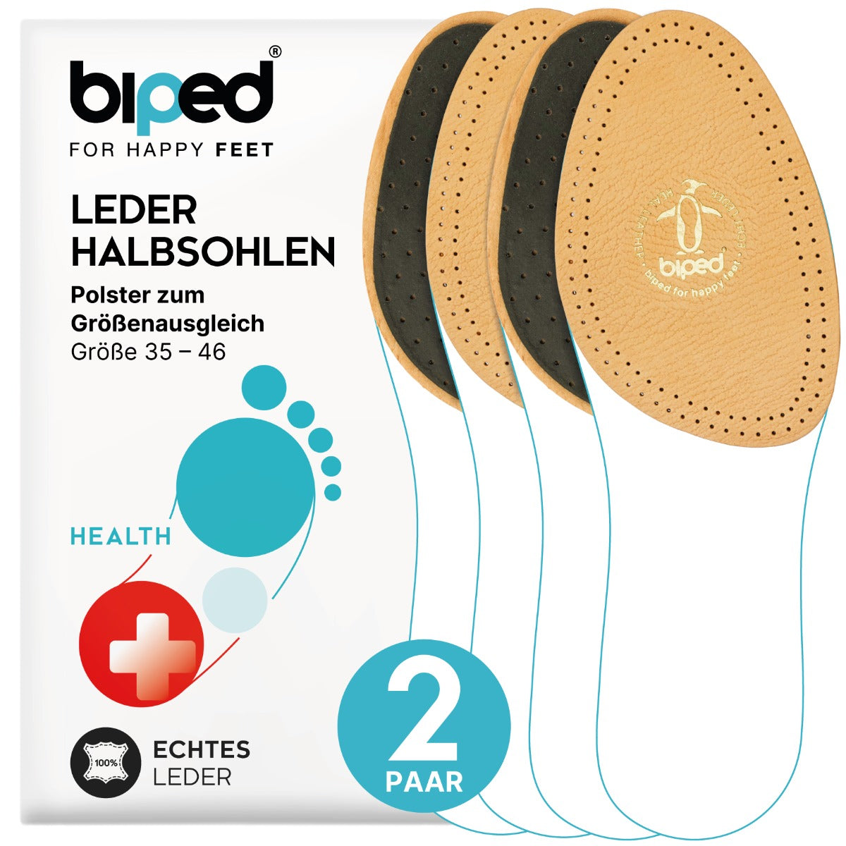 biped 2 Paar Leder Halbsohlen mit Aktivkohle z1782