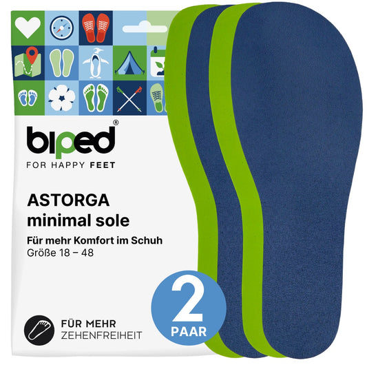 biped minimal sole ASTORGA - 2 Paar Velours Einlegesohlen - spezielle Form für Barfußschuhe