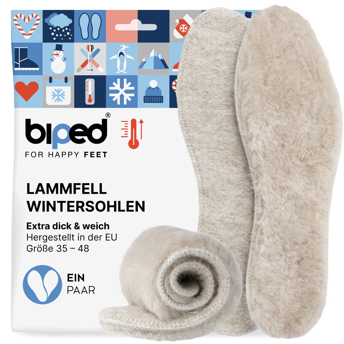 biped Premium Lammfellsohlen mit Filz Unterseite z1022