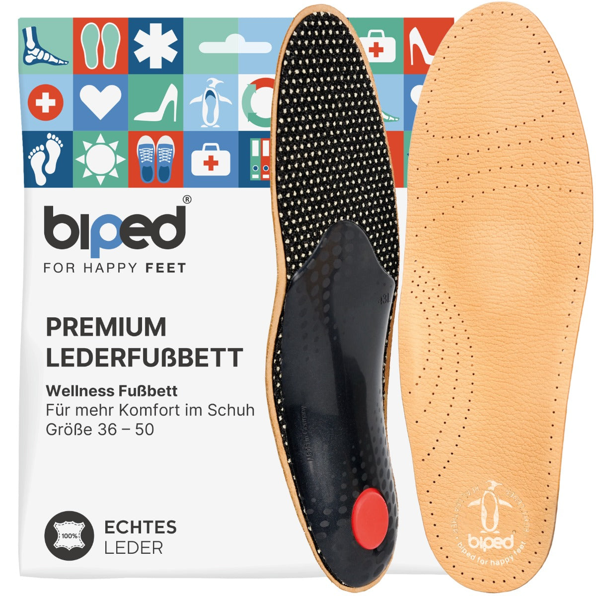biped Premium Fußbett aus pflanzlich gegerbtem Leder z1706