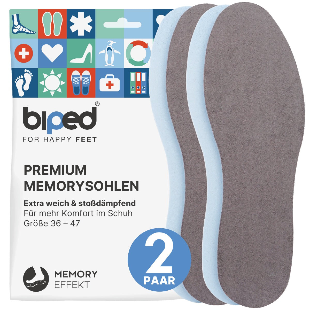 biped 2 Paar Memory Foam Einlegesohlen z2476