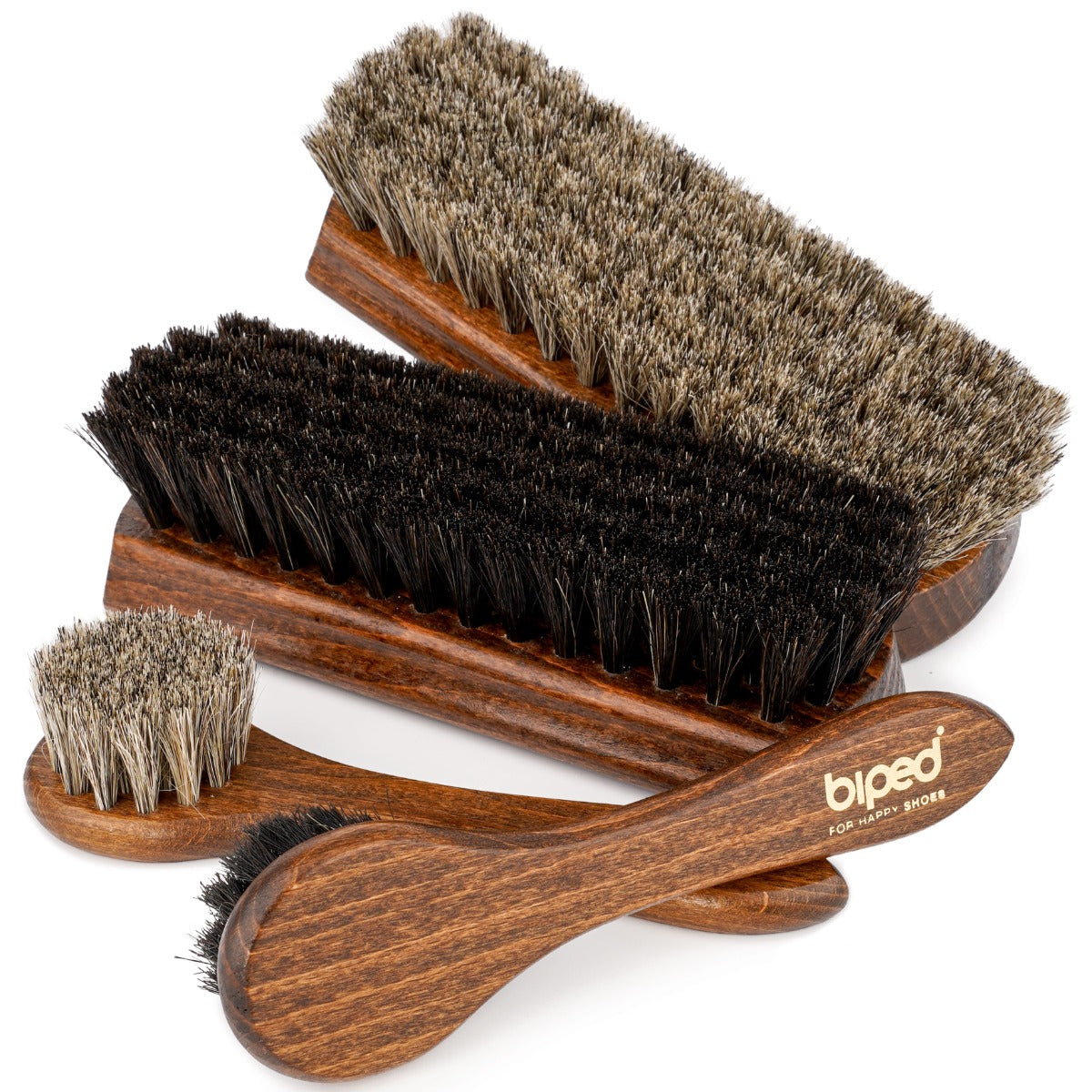 biped 4-teiliges Schuhbürsten Set Classic Edition - Rosshaarbürsten in Geschenkbox z2487