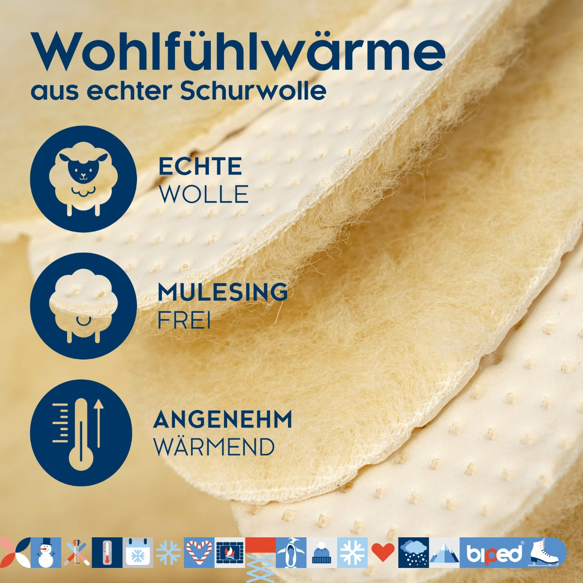 biped 3 Paar Lamm Wollsohlen z2389