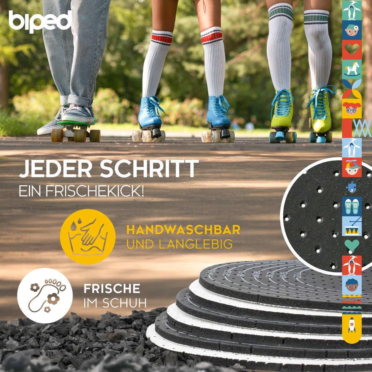 biped 3 Paar Kinder Aktivkohle Latex Einlegesohlen - zuschneidbar z2726