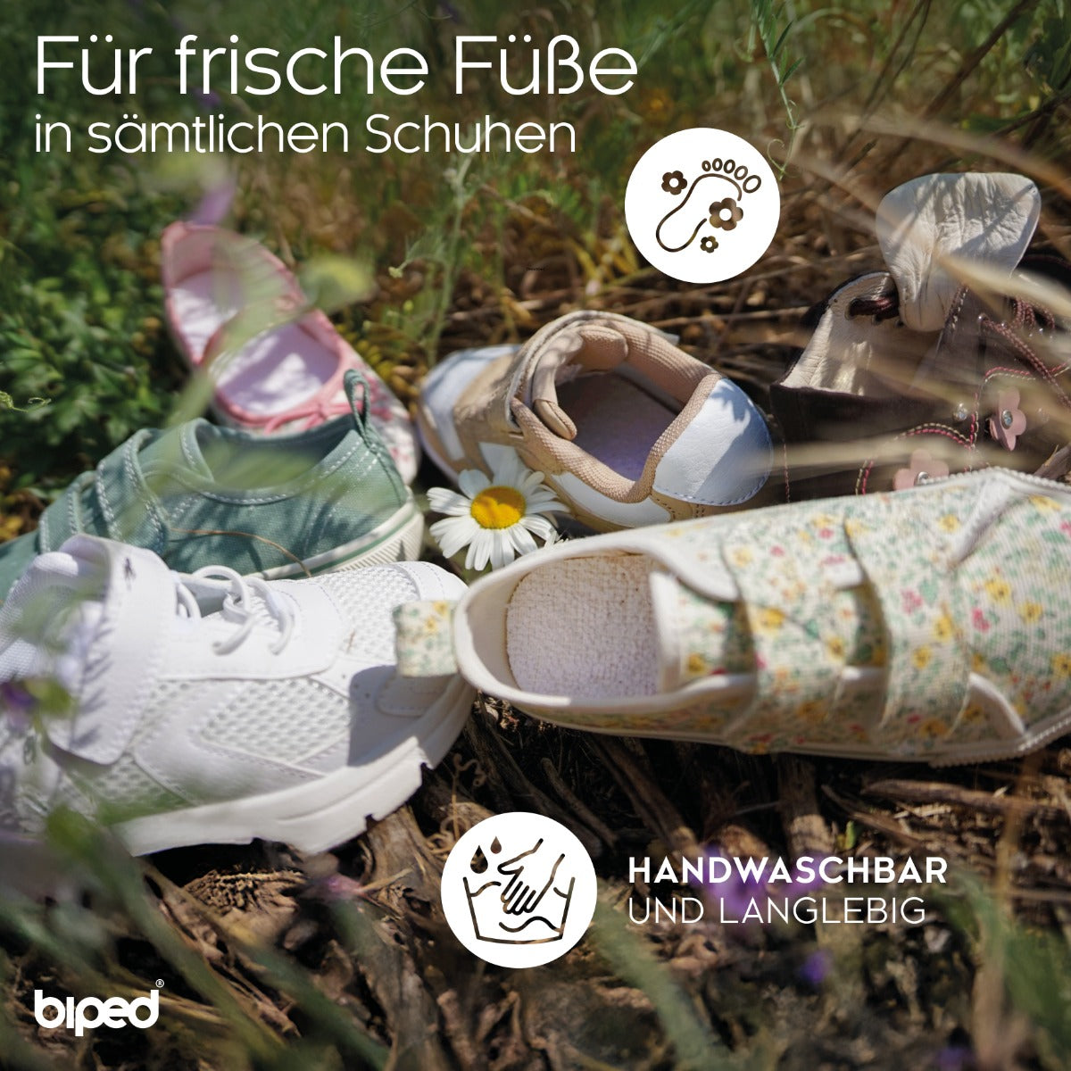 biped 2 Paar Kinder Frottee Einlegesohlen mit dezent frischem Duft z2775