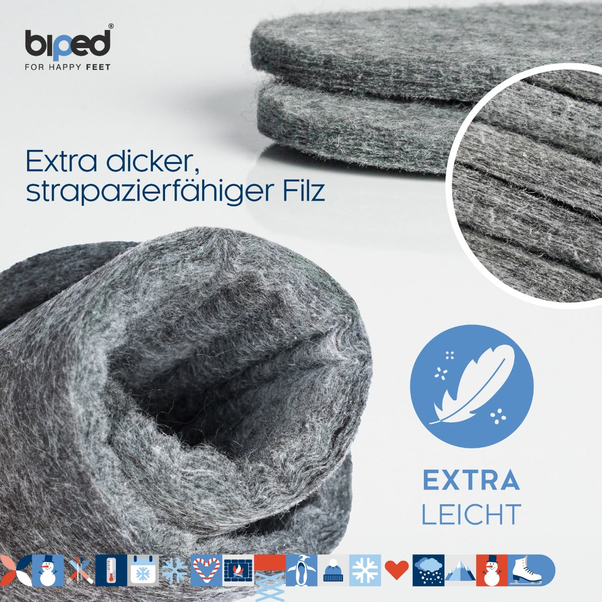 biped 3 Paar extra dicke Filzsohlen z1014