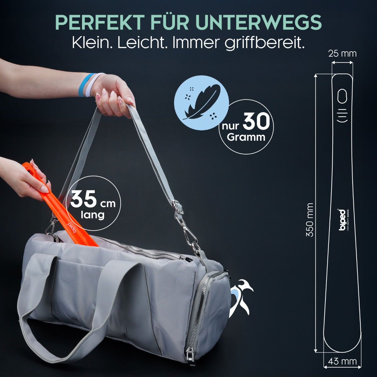 biped Schuhanzieher aus Kunststoff 35 cm mit Lochung z1555