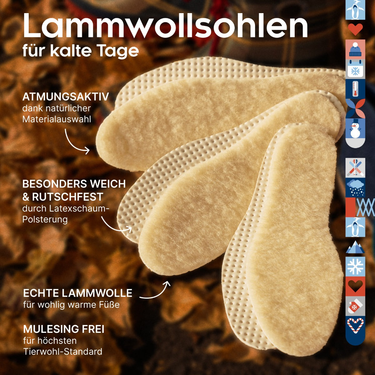 biped 3 Paar Lamm Wollsohlen z2389