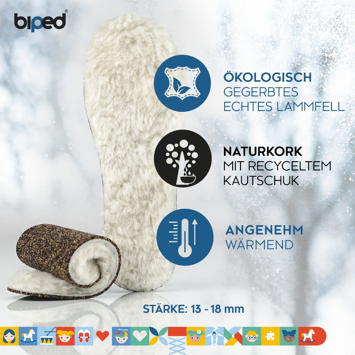 biped 3 Paar Kinder Einlegesohlen Winter Set EISBÄR z2729