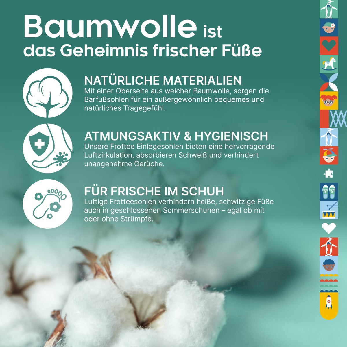 biped 2 Paar Kinder Baumwoll-Frotteesohlen z2789