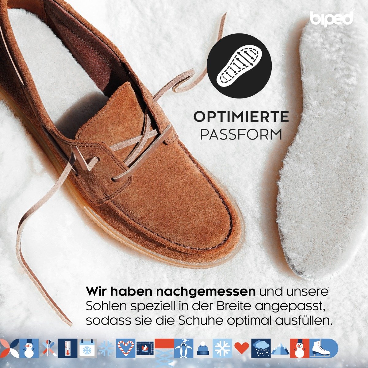 biped Premium Lammfellsohlen mit Filz Unterseite z1022