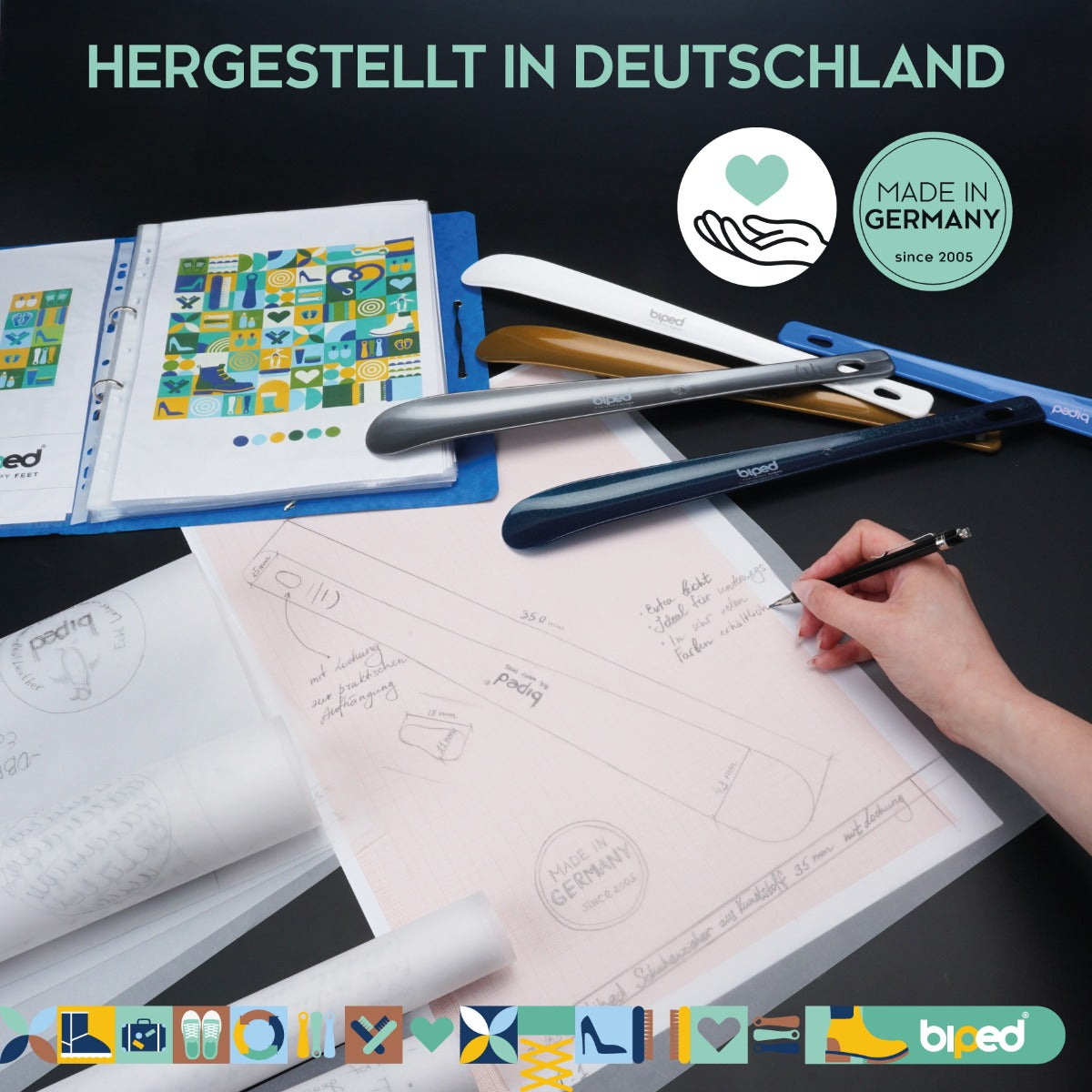 biped Schuhanzieher aus Kunststoff 35 cm mit Lochung z1555