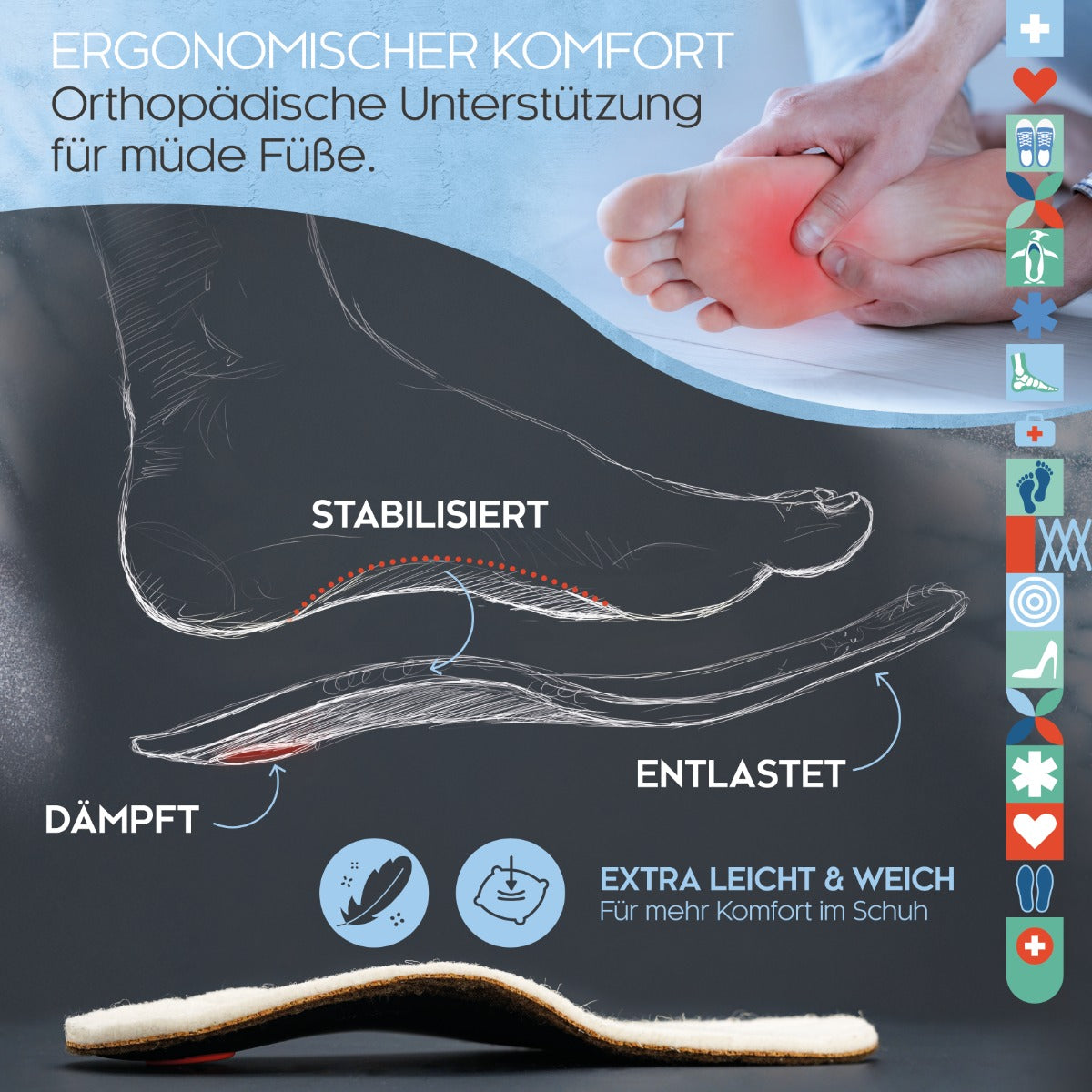 biped Winter Fußbett mit echter Lammwolle und Naturkork z1715