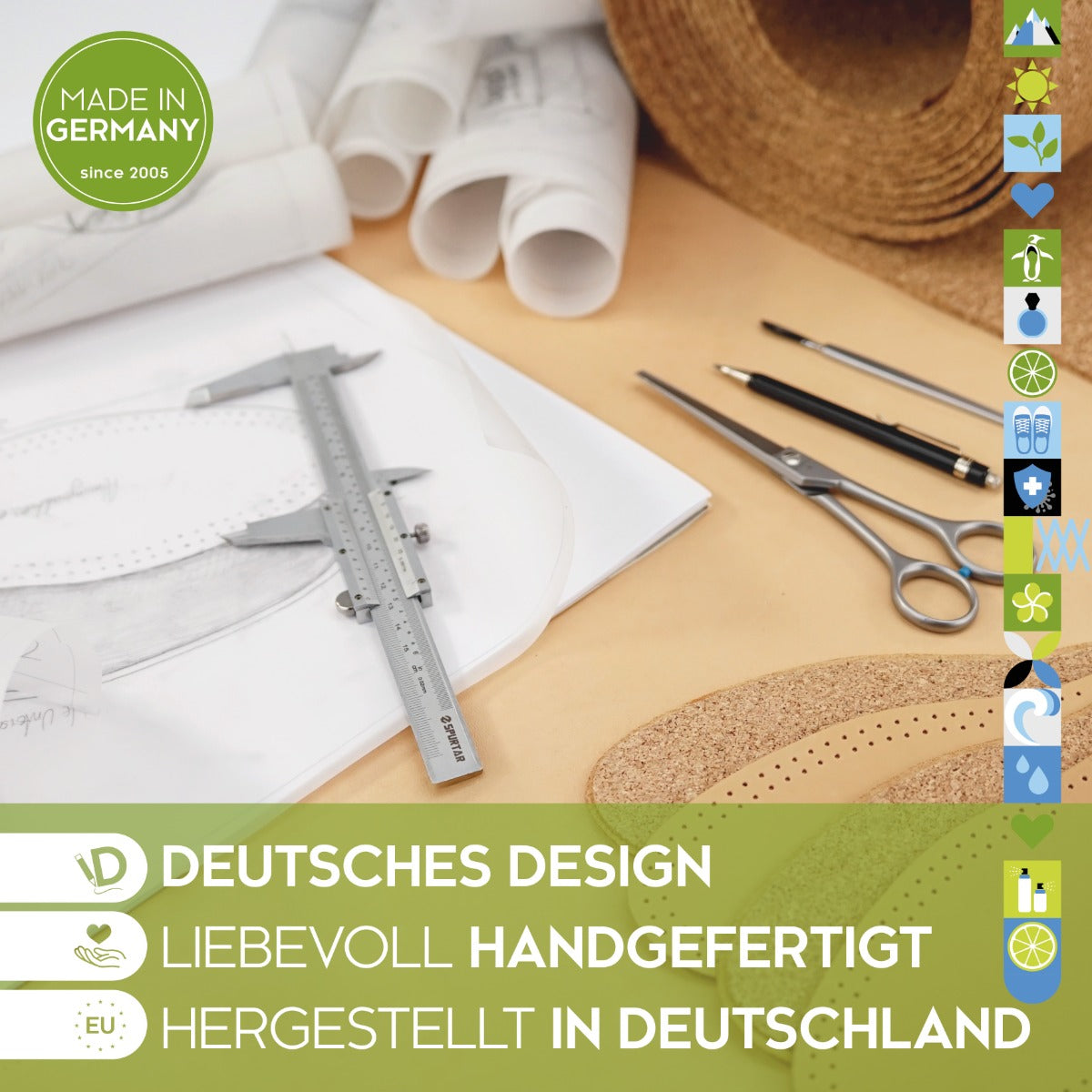 biped Ledereinlegesohlen mit Naturkork z2229