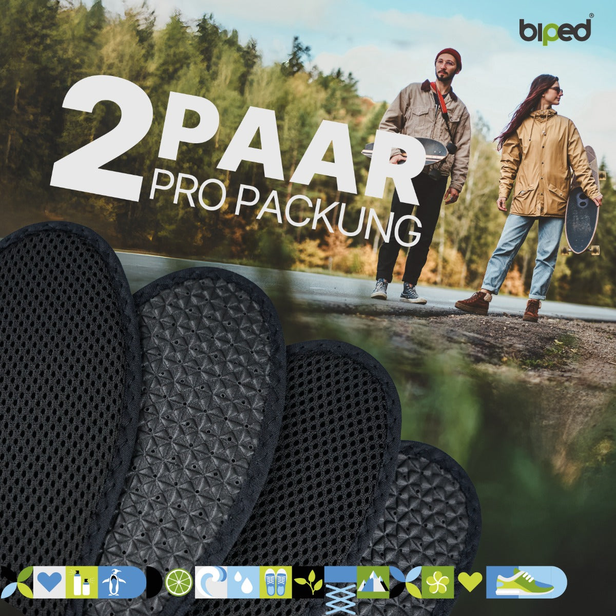 biped 2 Paar Aktivkohle Sohlen z1017