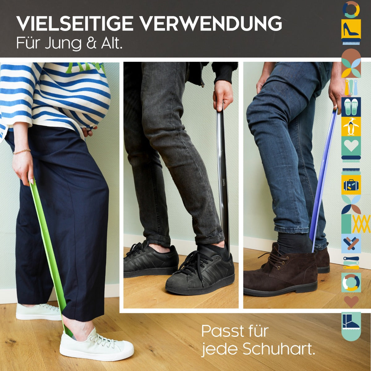 Schuhanzieher Kunststoff Schuhlöffel deutsche Herstellung 65cm mit Haken z1556