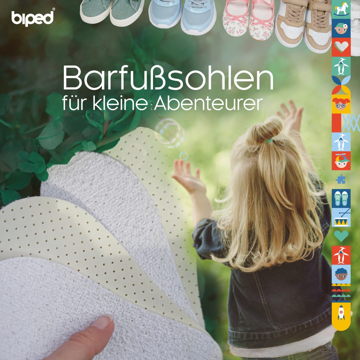 biped 2 Paar Kinder Frottee Einlegesohlen mit dezent frischem Duft z2775
