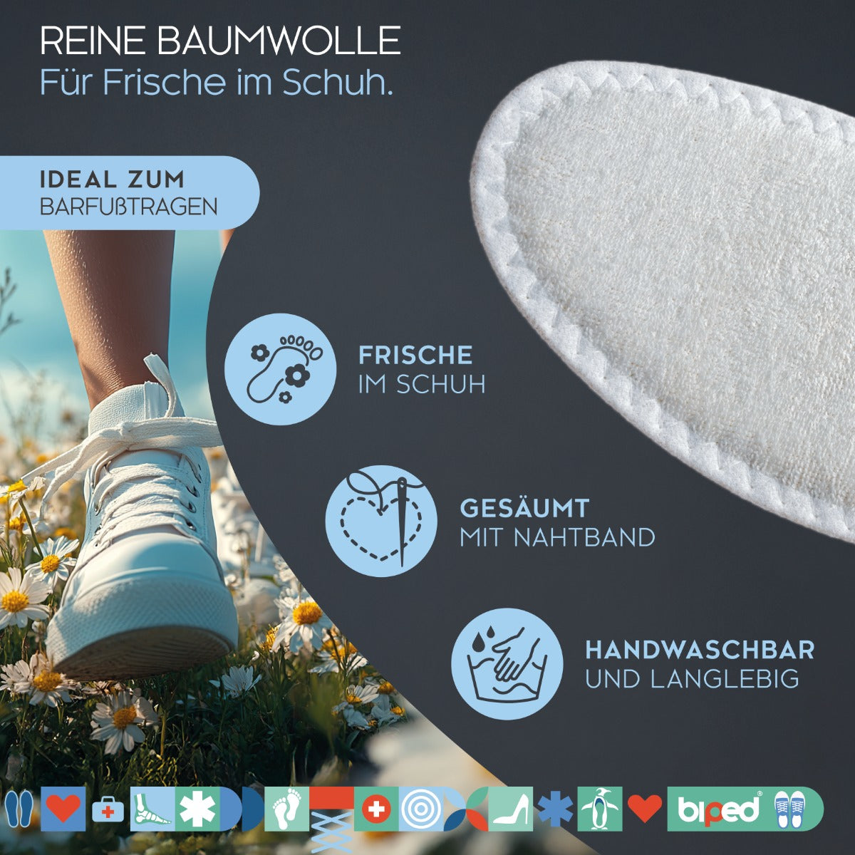 biped Sommer Fußbett mit Baumwoll-Frottee und Sisal z2777