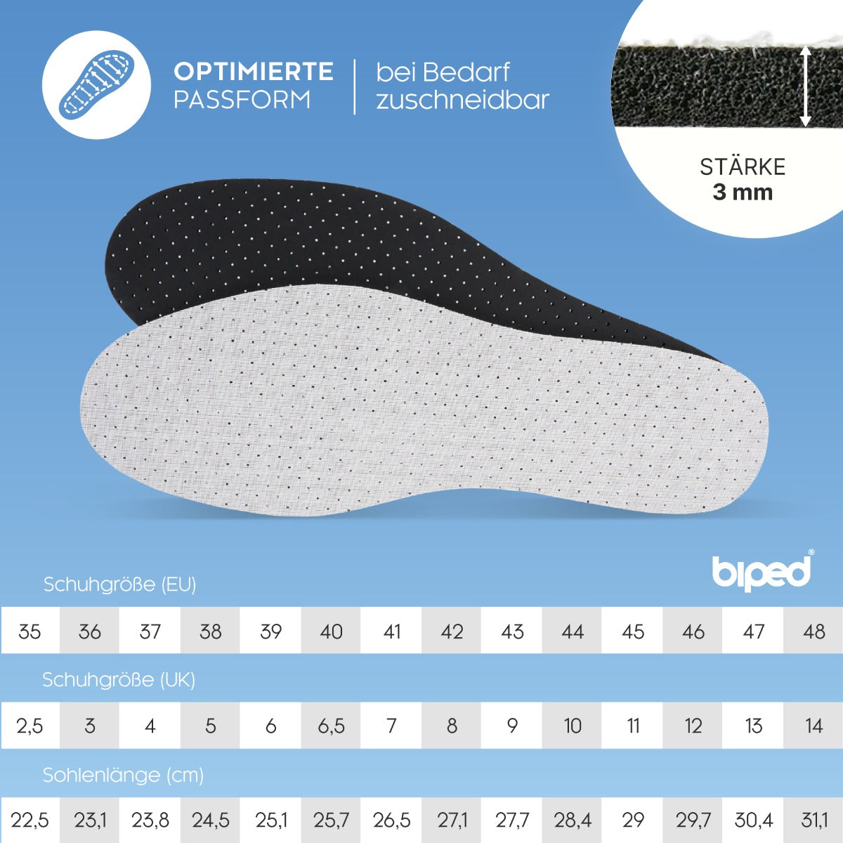 biped 4 Paar Aktivkohle Latex Einlegesohlen z2727