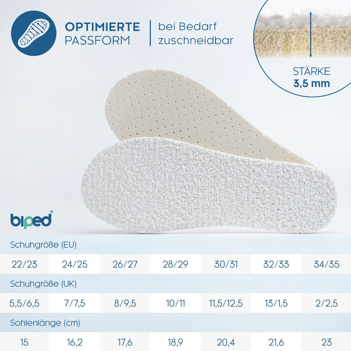 biped 2 Paar Kinder Frottee Einlegesohlen mit dezent frischem Duft z2775