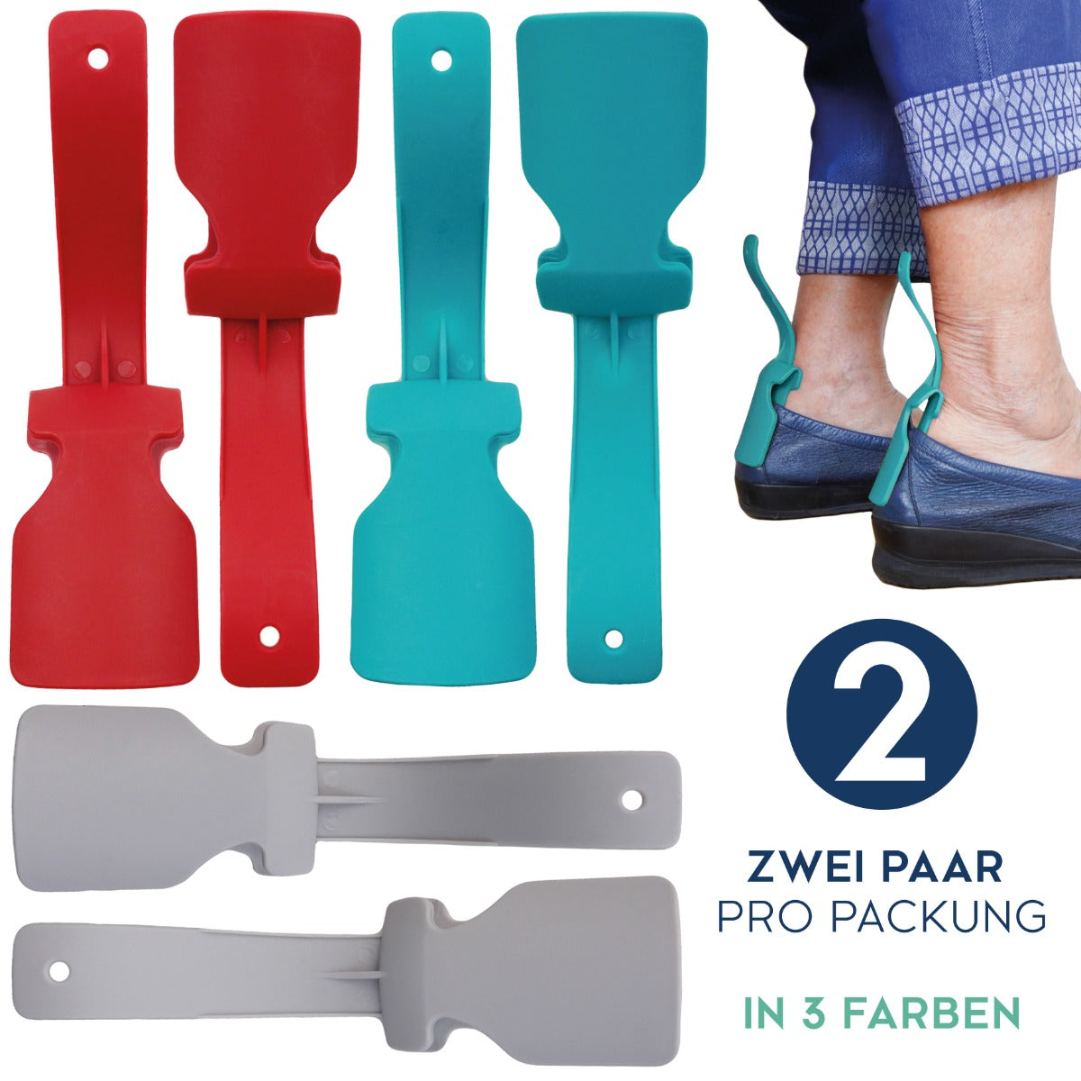 biped 2 Paar Schuhlöffel klein – Clip Schuhanzieher z2928