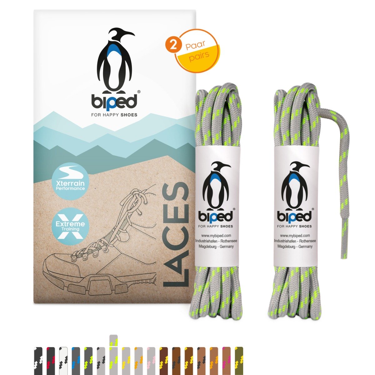 biped LACES 2 Paar Wanderschuh Schnürsenkel rund ø 4 mm extra robust z2917