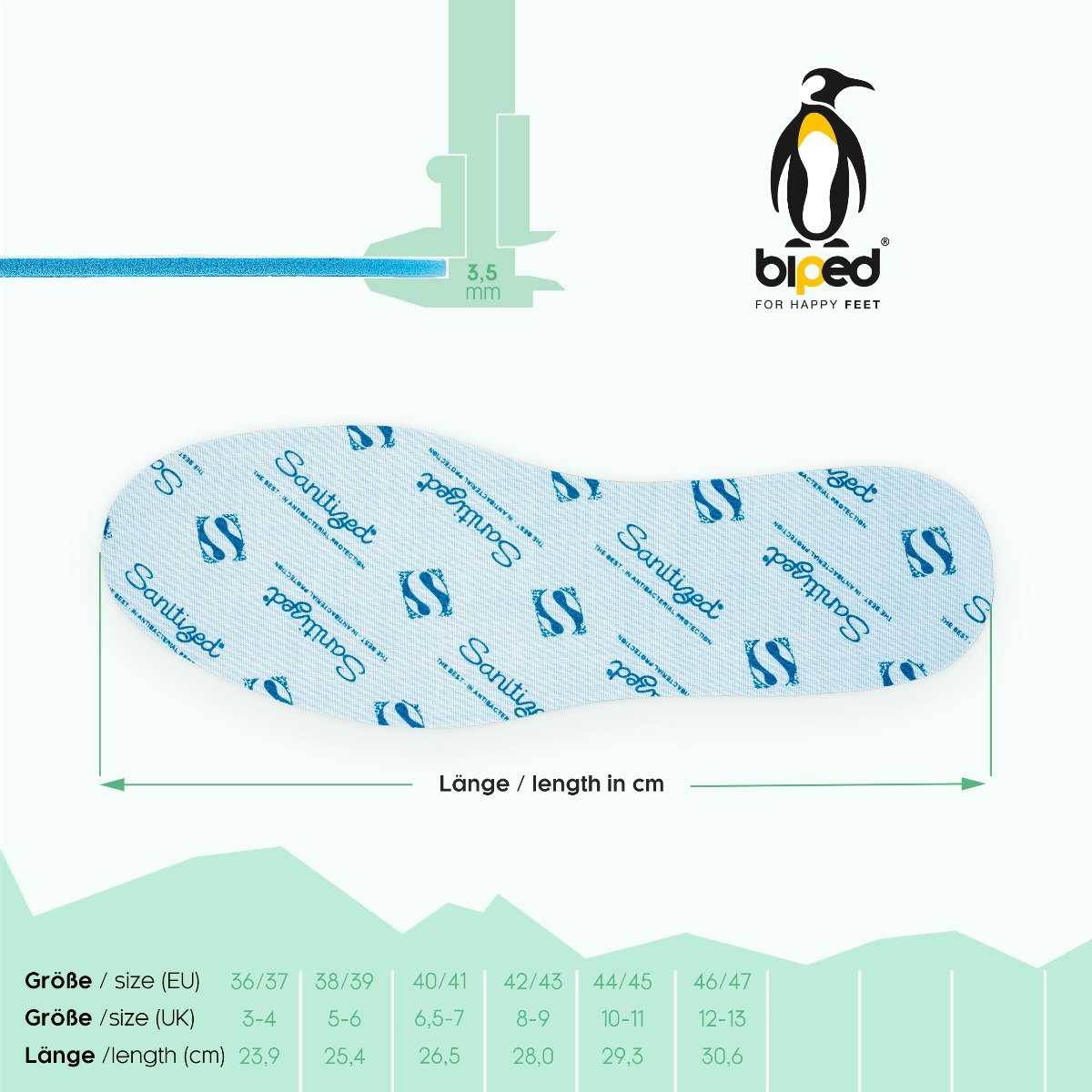 biped 3 Paar antibakterielle Einlegesohlen mit Citrusduft und Sanitized Hygienefunktion z2782