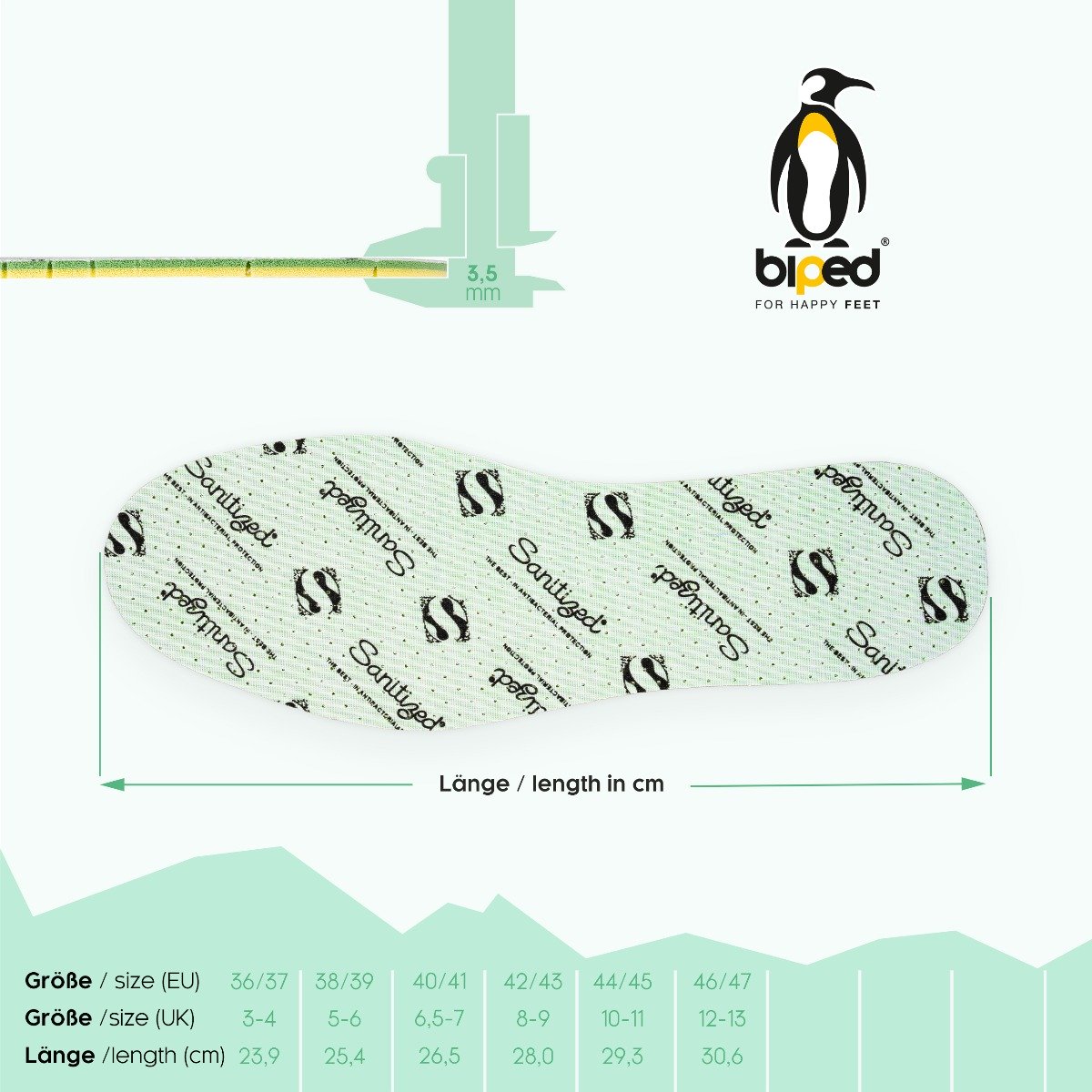 biped 3 Paar antibakterielle Einlegesohlen mit Kiefernduft und Sanitized Hygienefunktion z2781