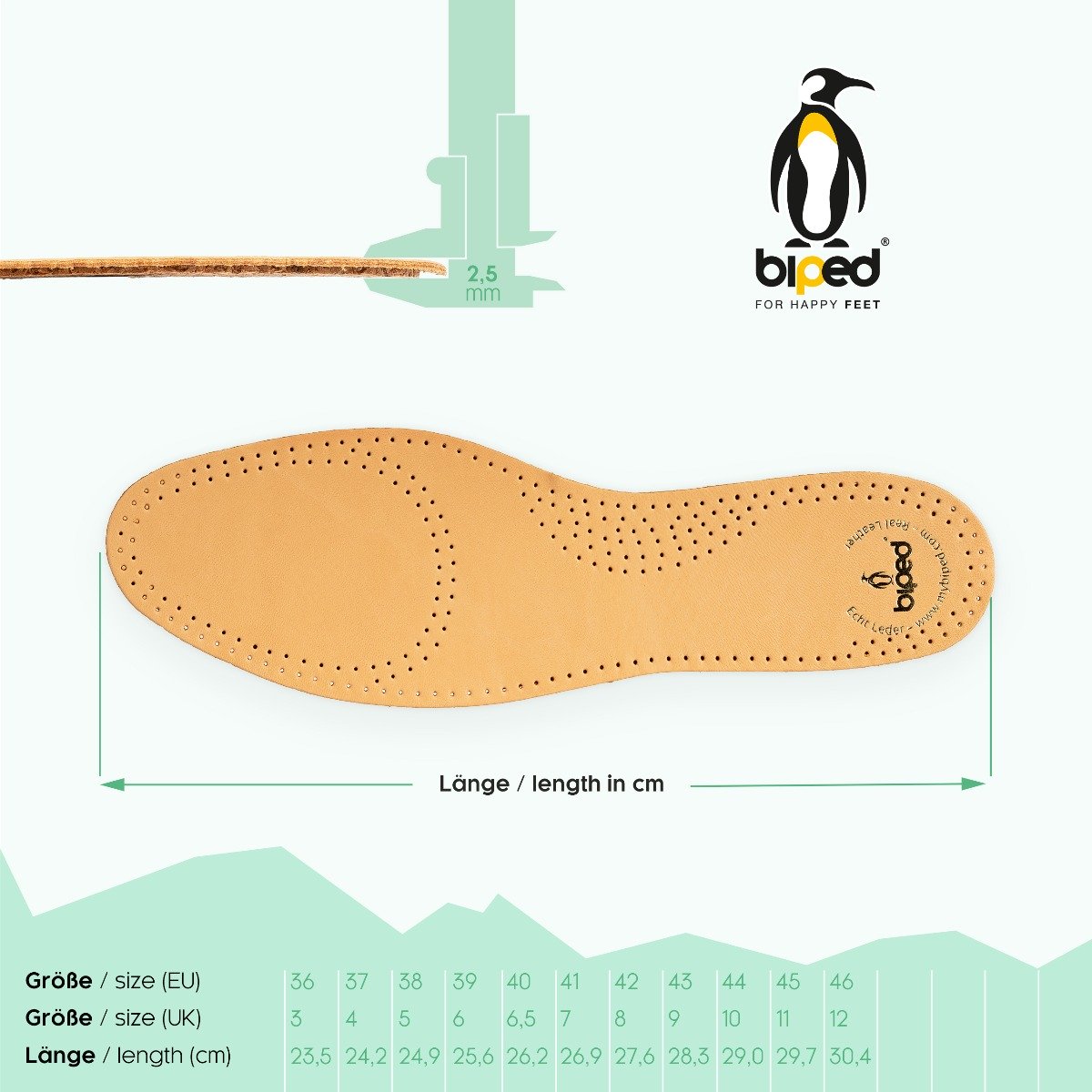 biped Ledereinlegesohlen mit Naturkork z2229