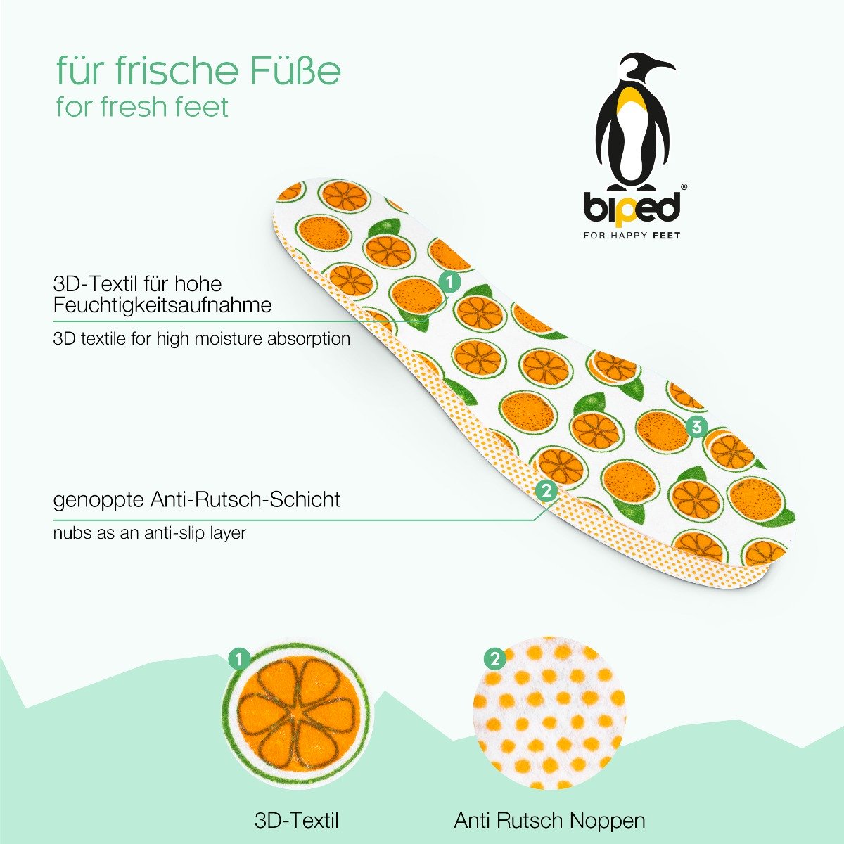 biped 8 Paar Frischesohlen Orange - mit Duft - extra dünn - z1018