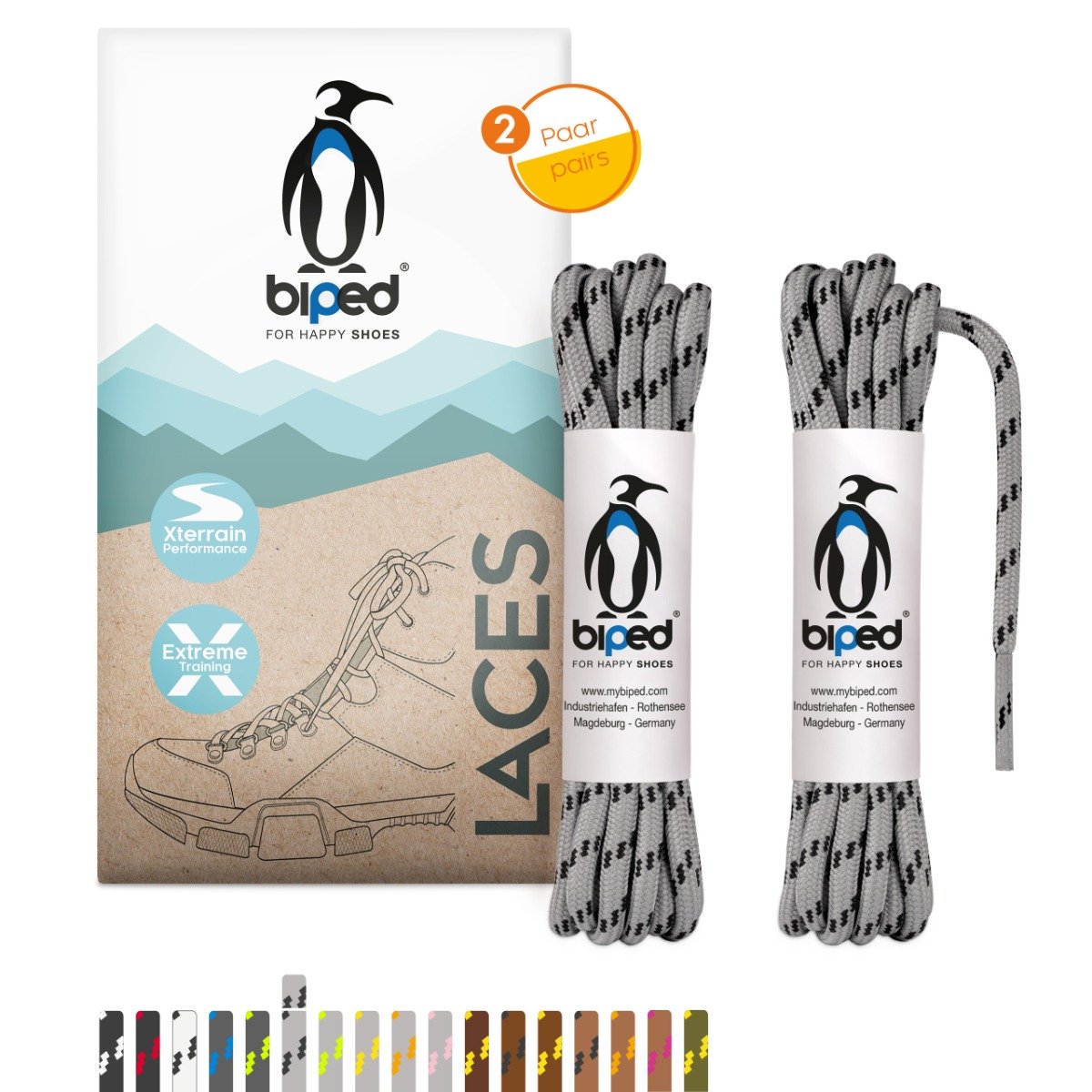 biped LACES 2 Paar Wanderschuh Schnürsenkel rund ø 4 mm extra robust z2917