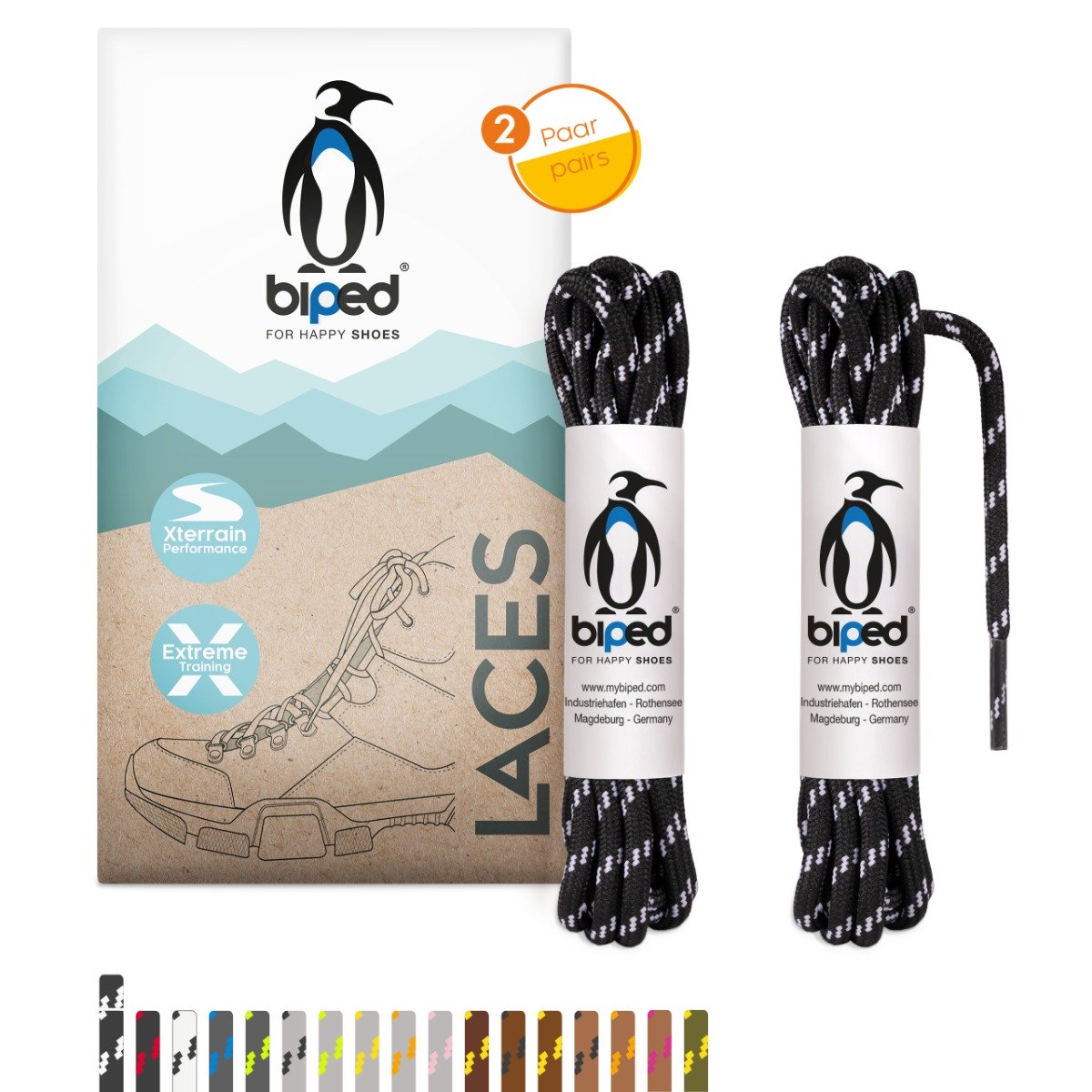 biped LACES 2 Paar Wanderschuh Schnürsenkel rund ø 4 mm extra robust z2917