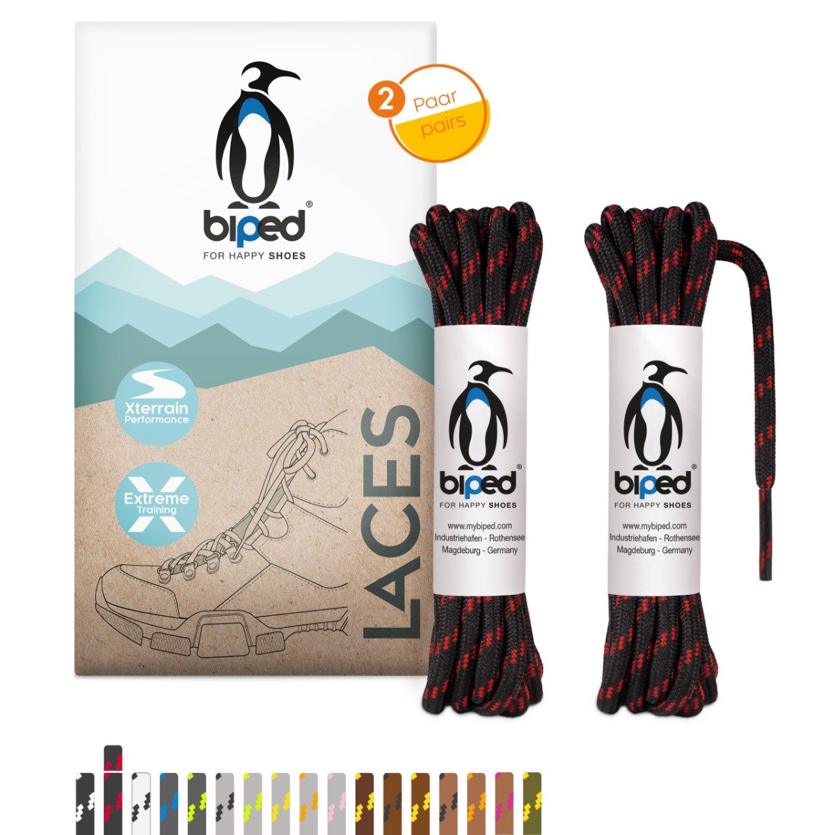 biped LACES 2 Paar Wanderschuh Schnürsenkel rund ø 4 mm extra robust z2917