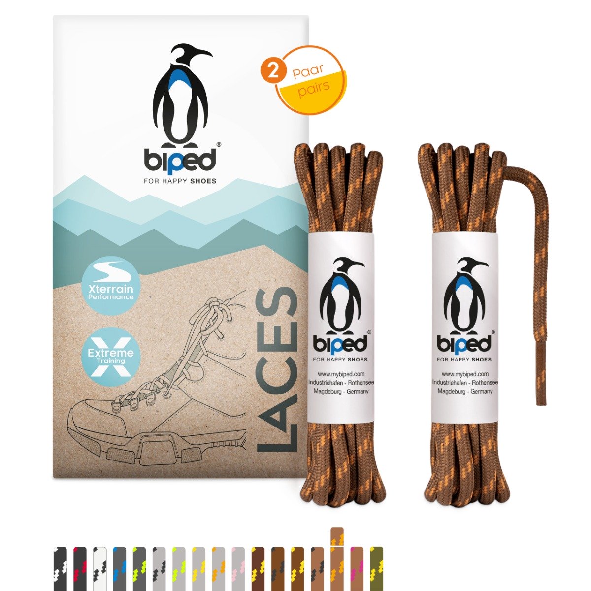 biped LACES 2 Paar Wanderschuh Schnürsenkel rund ø 4 mm extra robust z2917