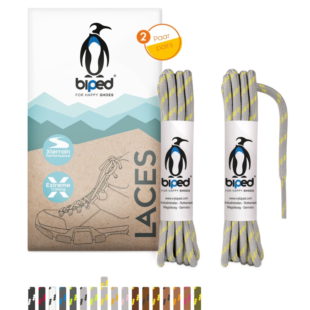 biped LACES 2 Paar Wanderschuh Schnürsenkel rund ø 4 mm extra robust z2917