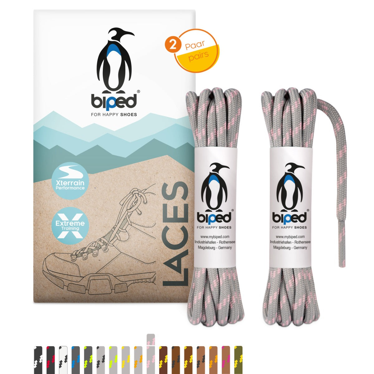biped LACES 2 Paar Wanderschuh Schnürsenkel rund ø 4 mm extra robust z2917