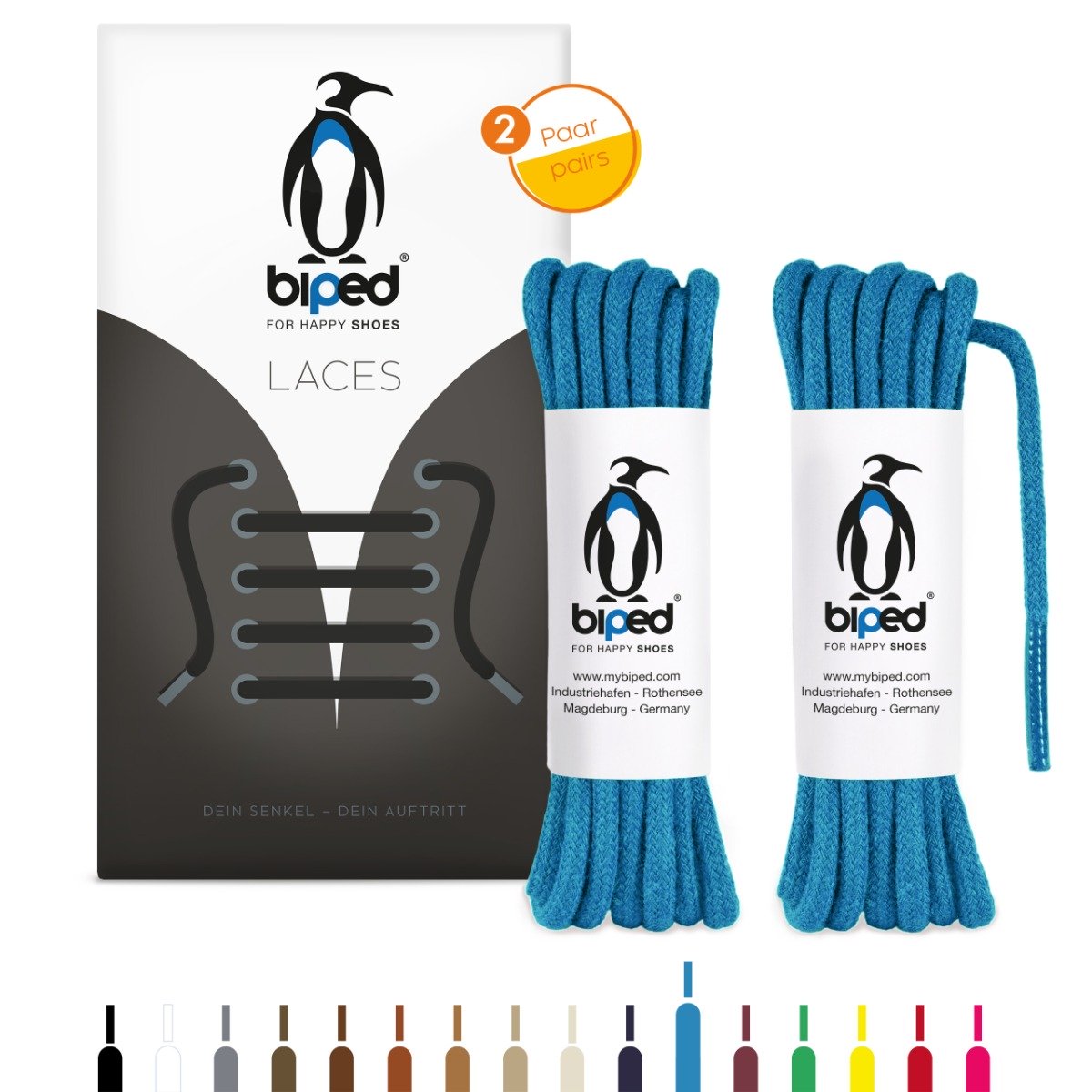 biped LACES 2 Paar runde Schnürsenkel aus Baumwolle ø 3,5 mm z2901