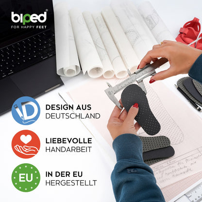 biped minimal sole VIANA - 2 Paar Aktivkohle Einlegesohlen mit Oberseite aus echter Baumwolle - spezielle Form für Barfußschuhe - für Erwachsene und Kinder