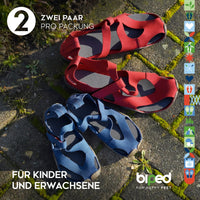 biped minimal sole VIANA - 2 Paar Aktivkohle Einlegesohlen mit Oberseite aus echter Baumwolle - spezielle Form für Barfußschuhe - für Erwachsene und Kinder