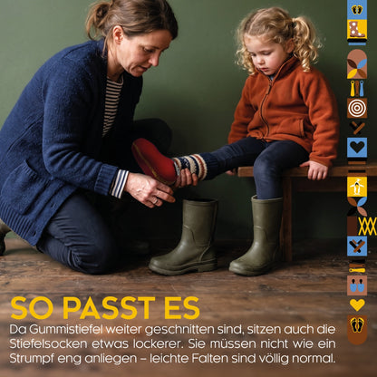 biped Kinder Stiefelsocken ZWERGPINGUIN – aus echter Baumwolle – Futter für Gummistiefel z2742