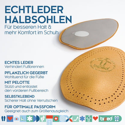 biped Leder Halbsohlen mit Pelotte - selbstklebend z1783