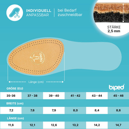 biped 2 Paar Leder Halbsohlen mit Aktivkohle z1782