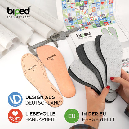 biped minimal sole ESTELLA - 3 Paar Aktivkohle Einlegesohlen – spezielle Form für Barfußschuhe