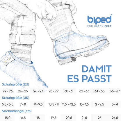 biped Kinder Stiefelsocken ZWERGPINGUIN – aus echter Baumwolle – Futter für Gummistiefel z2742