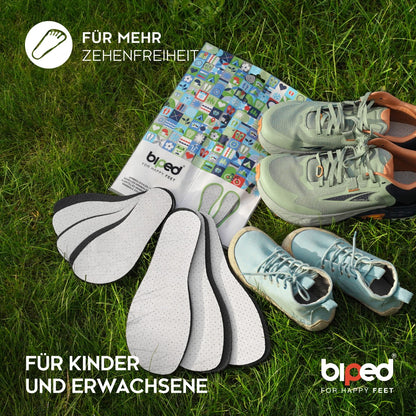 biped minimal sole ESTELLA - 3 Paar Aktivkohle Einlegesohlen – spezielle Form für Barfußschuhe